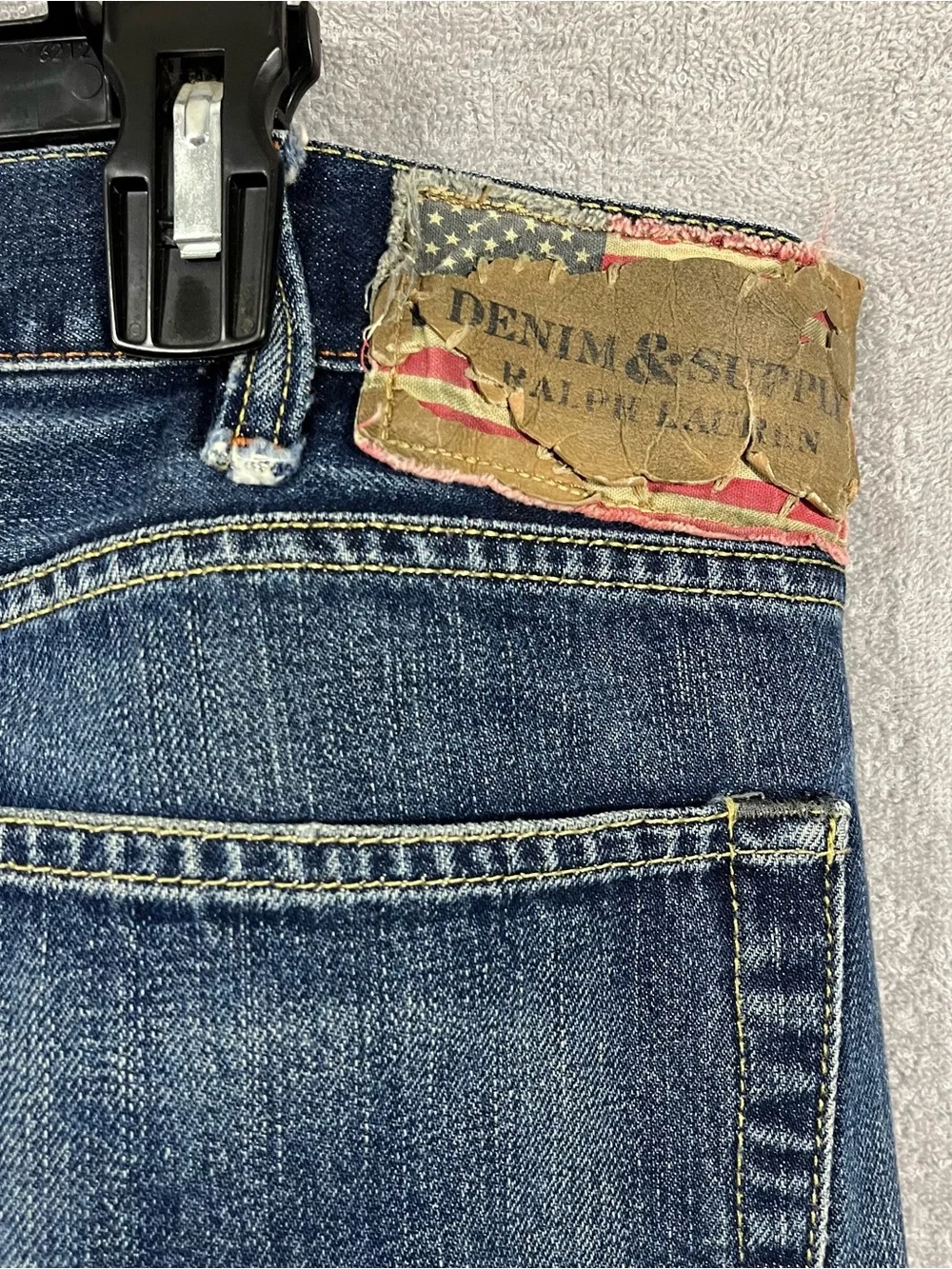 Denim & Supply Ralph Lauren Slouch Jeans Men’s 40x32 Dark Wash USA Flag Patch